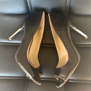 INC Black/Silver Heel Open Toe Pumps Size 8